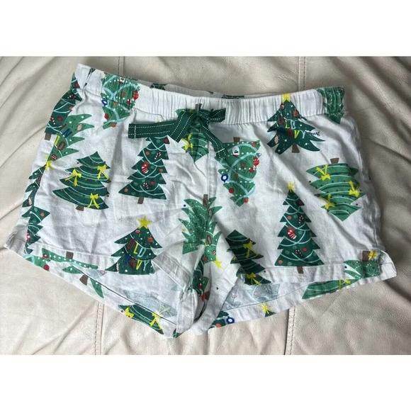 Old Navy Flannel Christmas Tree Print Pajamas 3 Piece Sleep Set Holiday Women’s - Picture 12 of 16